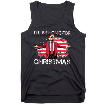 ILl Be Home For Christmas Political Trump American Flag Tank Top