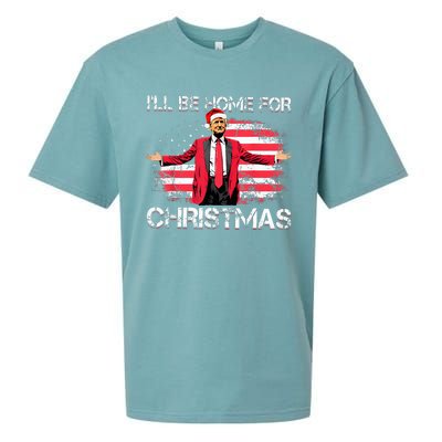 ILl Be Home For Christmas Political Trump American Flag Sueded Cloud Jersey T-Shirt