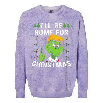 ILl Be Home For Christmas Trump 2024 Xmas Pajamas Colorblast Crewneck Sweatshirt