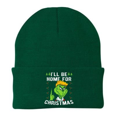 ILl Be Home For Christmas Trump 2024 Xmas Pajamas Knit Cap Winter Beanie