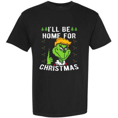 ILl Be Home For Christmas Trump 2024 Xmas Pajamas Garment-Dyed Heavyweight T-Shirt