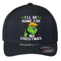 ILl Be Home For Christmas Trump 2024 Xmas Pajamas Flexfit Unipanel Trucker Cap