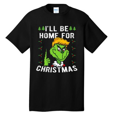 ILl Be Home For Christmas Trump 2024 Xmas Pajamas Tall T-Shirt