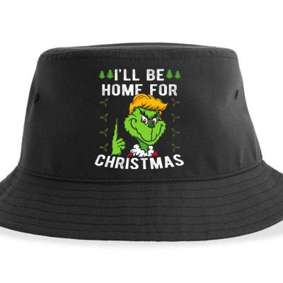 ILl Be Home For Christmas Trump 2024 Xmas Pajamas Sustainable Bucket Hat