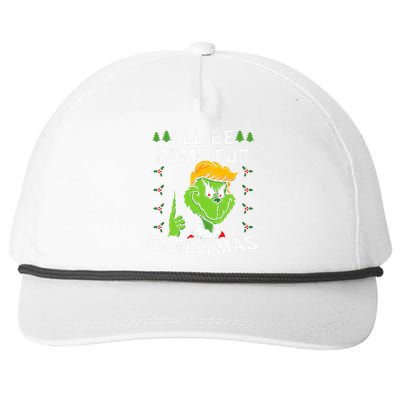 ILl Be Home For Christmas Trump 2024 Xmas Pajamas Snapback Five-Panel Rope Hat