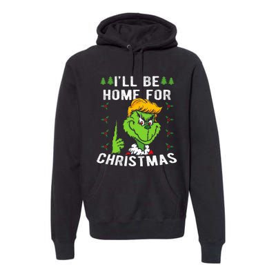 ILl Be Home For Christmas Trump 2024 Xmas Pajamas Premium Hoodie