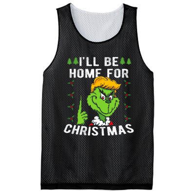 ILl Be Home For Christmas Trump 2024 Xmas Pajamas Mesh Reversible Basketball Jersey Tank