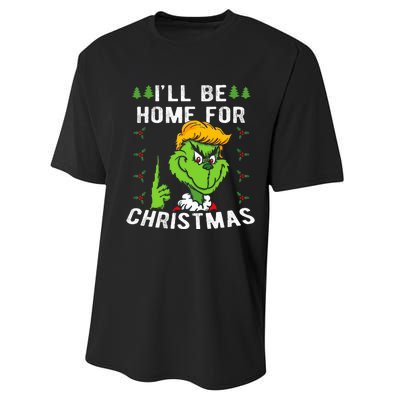 ILl Be Home For Christmas Trump 2024 Xmas Pajamas Performance Sprint T-Shirt