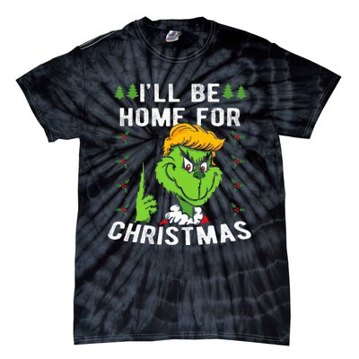 ILl Be Home For Christmas Trump 2024 Xmas Pajamas Tie-Dye T-Shirt