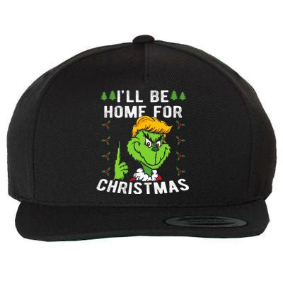 ILl Be Home For Christmas Trump 2024 Xmas Pajamas Wool Snapback Cap