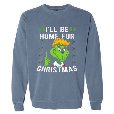 ILl Be Home For Christmas Trump 2024 Xmas Pajamas Garment-Dyed Sweatshirt