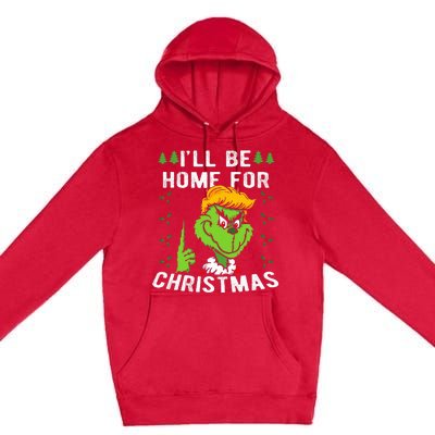 ILl Be Home For Christmas Trump 2024 Xmas Pajamas Premium Pullover Hoodie