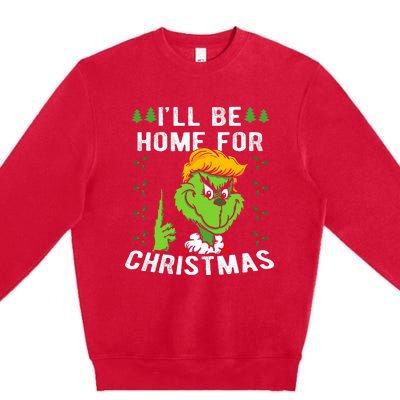 ILl Be Home For Christmas Trump 2024 Xmas Pajamas Premium Crewneck Sweatshirt