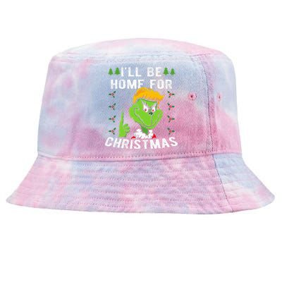 ILl Be Home For Christmas Trump 2024 Xmas Pajamas Tie-Dyed Bucket Hat