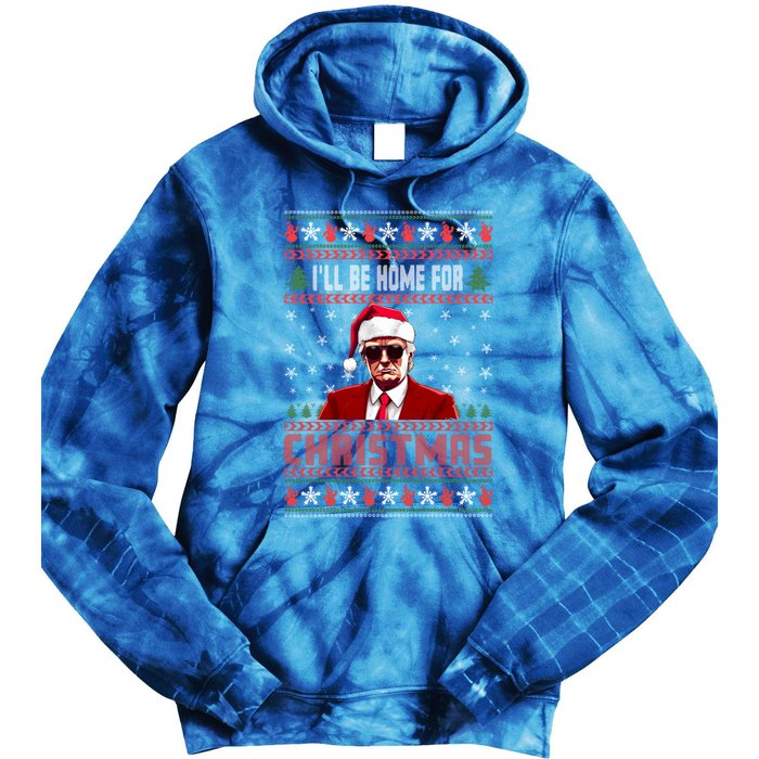 ILl Be Home For Christmas Santa Claus Trump Xmas Gift Tie Dye Hoodie