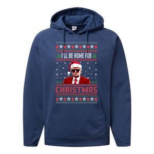 ILl Be Home For Christmas Santa Claus Trump Xmas Gift Performance Fleece Hoodie