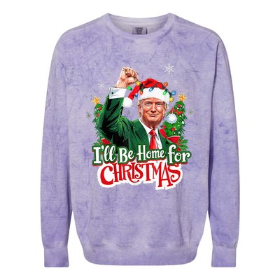 ILl Be Home For Christmas Funny Trump Santa 2024 Colorblast Crewneck Sweatshirt