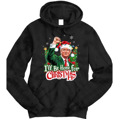 ILl Be Home For Christmas Funny Trump Santa 2024 Tie Dye Hoodie