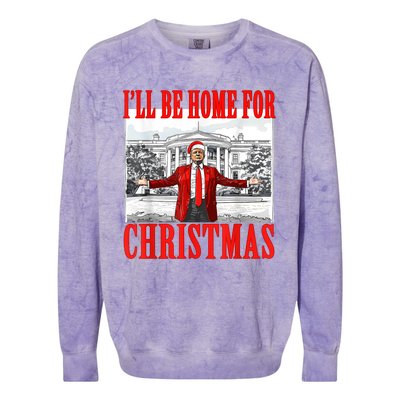 Ill Be Home For Christmas Santa Funny Trump Xmas Pajamas Colorblast Crewneck Sweatshirt