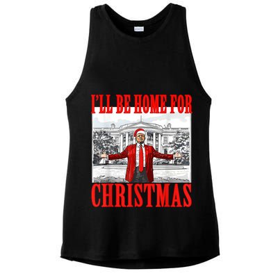 Ill Be Home For Christmas Santa Funny Trump Xmas Pajamas Ladies PosiCharge Tri-Blend Wicking Tank