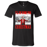 Ill Be Home For Christmas Santa Funny Trump Xmas Pajamas V-Neck T-Shirt