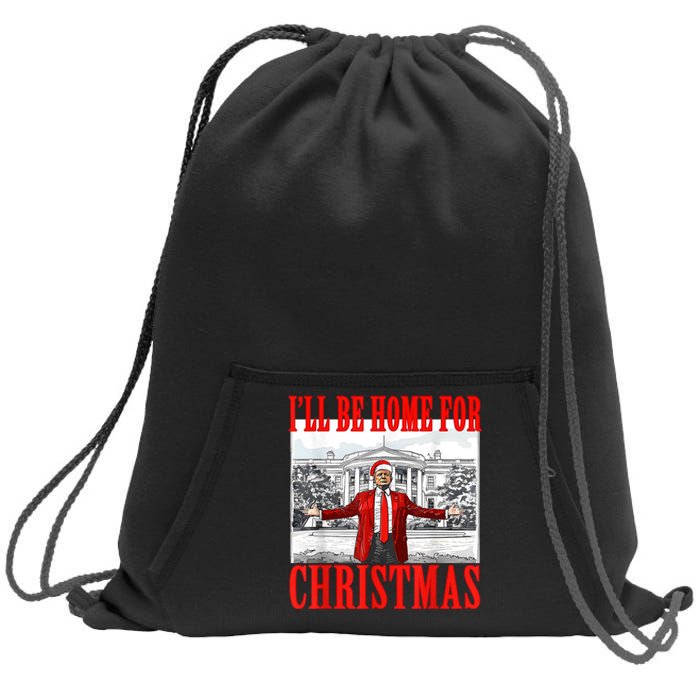 Ill Be Home For Christmas Santa Funny Trump Xmas Pajamas Sweatshirt Cinch Pack Bag