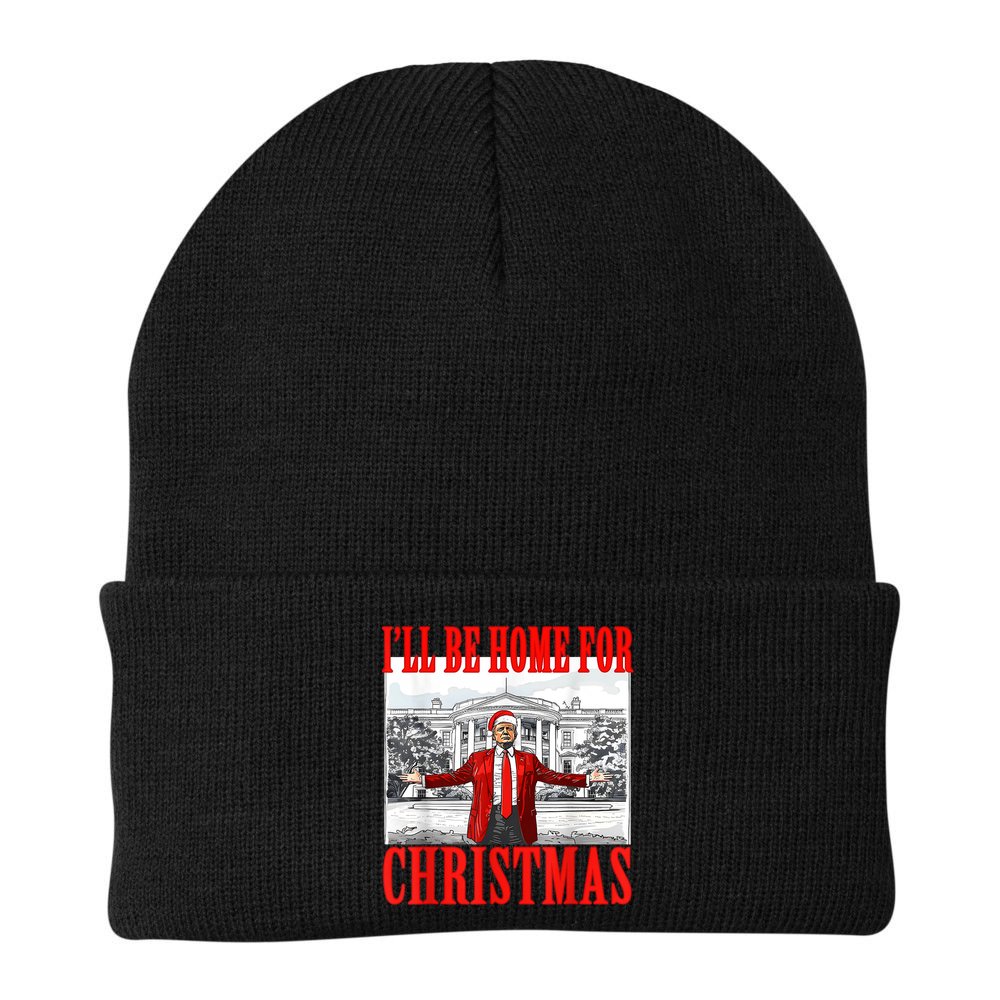 Ill Be Home For Christmas Santa Funny Trump Xmas Pajamas Beanie
