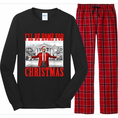 Ill Be Home For Christmas Santa Funny Trump Xmas Pajamas Long Sleeve Pajama Set