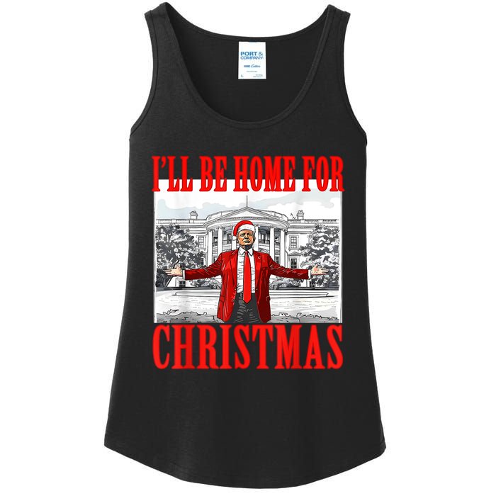 Ill Be Home For Christmas Santa Funny Trump Xmas Pajamas Ladies Essential Tank