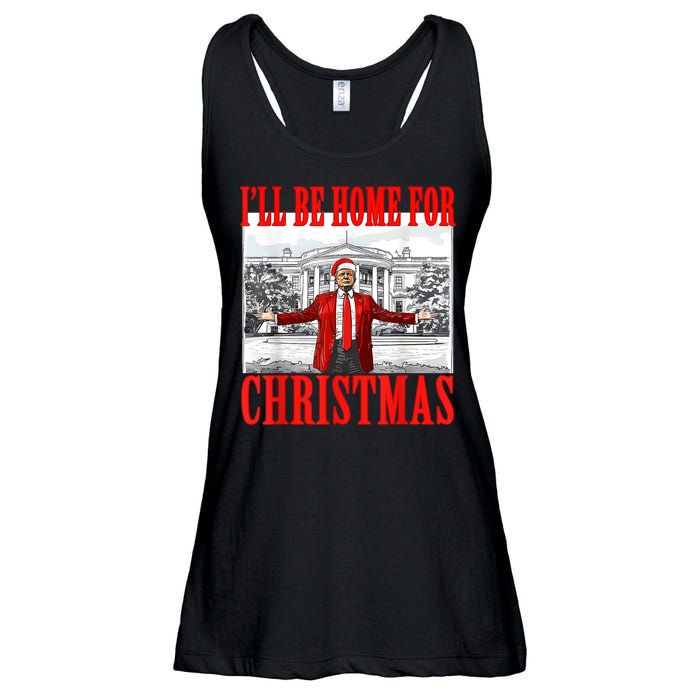 Ill Be Home For Christmas Santa Funny Trump Xmas Pajamas Ladies Essential Flowy Tank