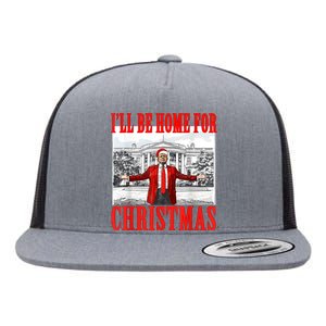 Ill Be Home For Christmas Santa Funny Trump Xmas Pajamas Flat Bill Trucker Hat