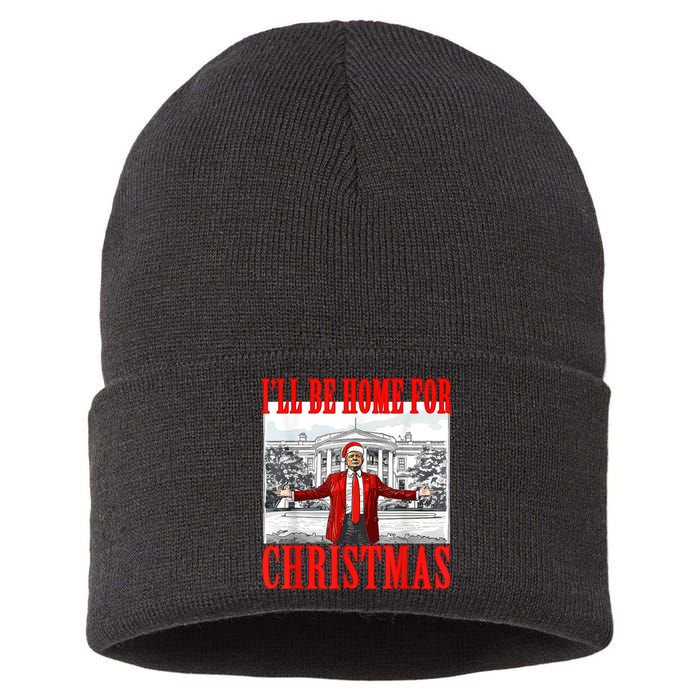 Ill Be Home For Christmas Santa Funny Trump Xmas Pajamas Sustainable Knit Beanie