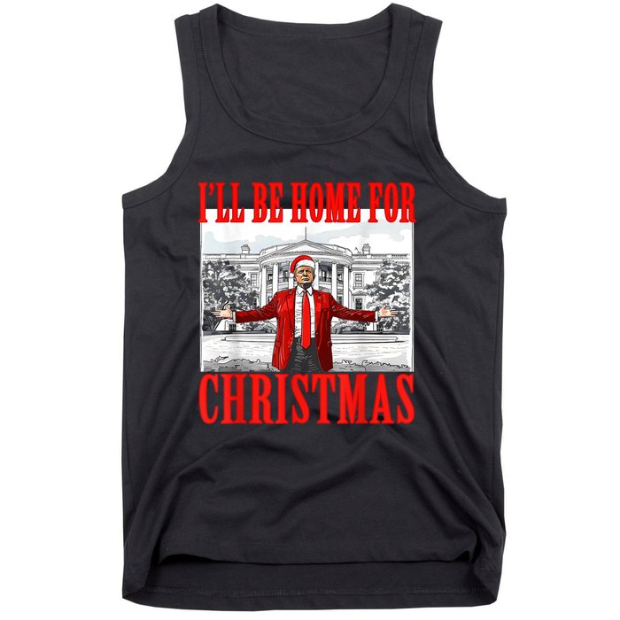 Ill Be Home For Christmas Santa Funny Trump Xmas Pajamas Tank Top