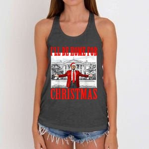 Ill Be Home For Christmas Santa Funny Trump Xmas Pajamas Women's Knotted Racerback Tank