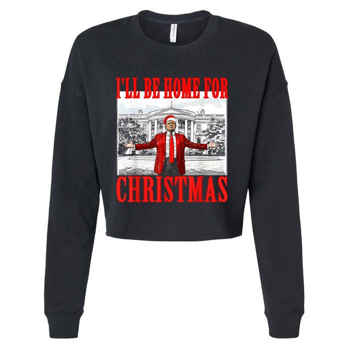 Ill Be Home For Christmas Santa Funny Trump Xmas Pajamas Cropped Pullover Crew