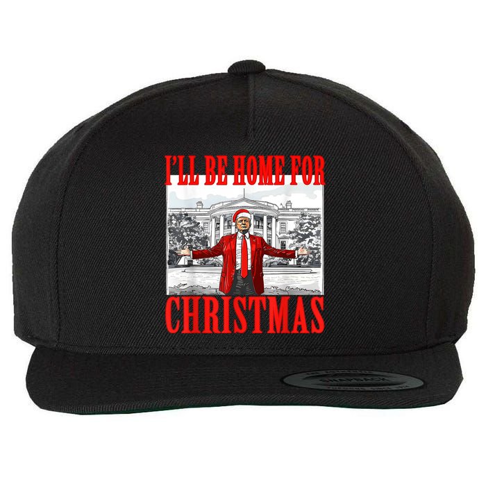 Ill Be Home For Christmas Santa Funny Trump Xmas Pajamas Wool Snapback Cap