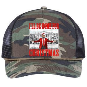 Ill Be Home For Christmas Santa Funny Trump Xmas Pajamas Retro Rope Trucker Hat Cap