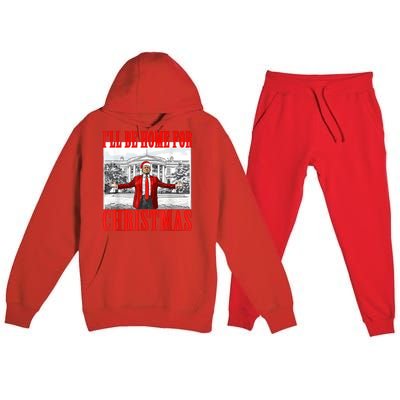 Ill Be Home For Christmas Santa Funny Trump Xmas Pajamas Premium Hooded Sweatsuit Set