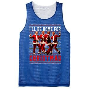 ILl Be Home For Christmas Santa Trump Ugly Christmas Mesh Reversible Basketball Jersey Tank