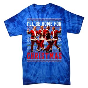 ILl Be Home For Christmas Santa Trump Ugly Christmas Tie-Dye T-Shirt