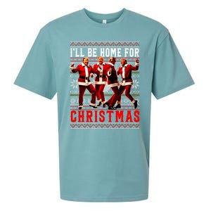 ILl Be Home For Christmas Santa Trump Ugly Christmas Sueded Cloud Jersey T-Shirt