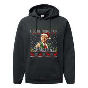 ILl Be Home For Christmas Funny Santa Claus Trump 2024 Performance Fleece Hoodie