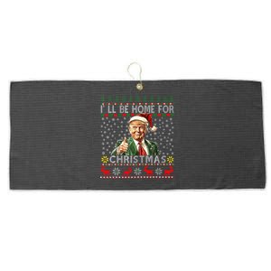 ILl Be Home For Christmas Funny Santa Claus Trump 2024 Large Microfiber Waffle Golf Towel