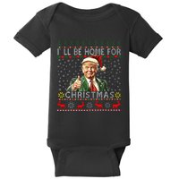 ILl Be Home For Christmas Funny Santa Claus Trump 2024 Baby Bodysuit