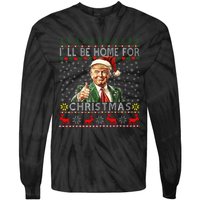 ILl Be Home For Christmas Funny Santa Claus Trump 2024 Tie-Dye Long Sleeve Shirt