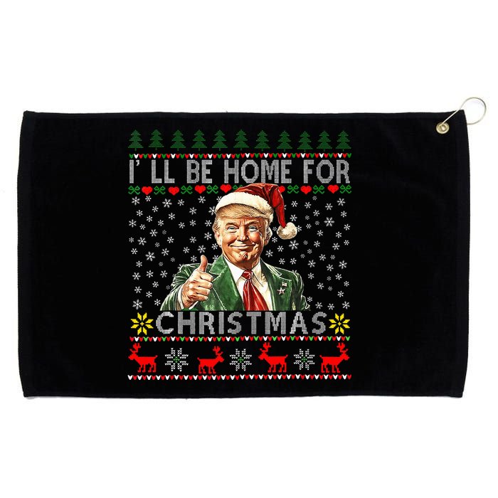 ILl Be Home For Christmas Funny Santa Claus Trump 2024 Grommeted Golf Towel