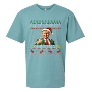 ILl Be Home For Christmas Funny Santa Claus Trump 2024 Sueded Cloud Jersey T-Shirt