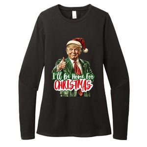 ILl Be Home For Christmas Santa Trump Xmas Pajamas Funny Womens CVC Long Sleeve Shirt