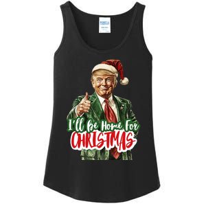 ILl Be Home For Christmas Santa Trump Xmas Pajamas Funny Ladies Essential Tank