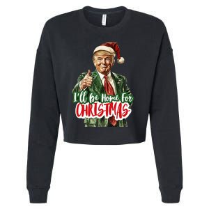 ILl Be Home For Christmas Santa Trump Xmas Pajamas Funny Cropped Pullover Crew